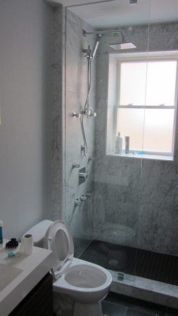 Carrara marble shower
